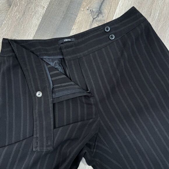 Style & Co Petite Pinstripe Straight Leg Dress Pants Black Grey 10P Mid Rise Y2K - Picture 6 of 11